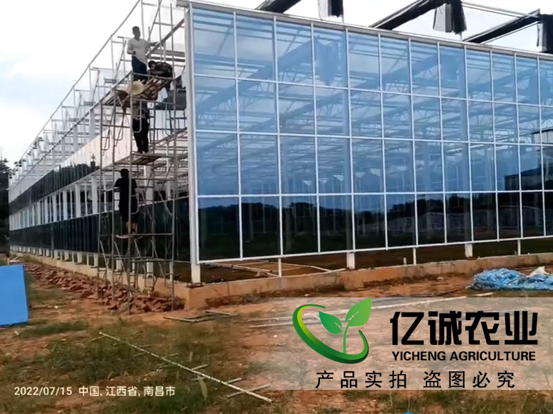 江西南昌智能玻璃温室大棚建设施工中